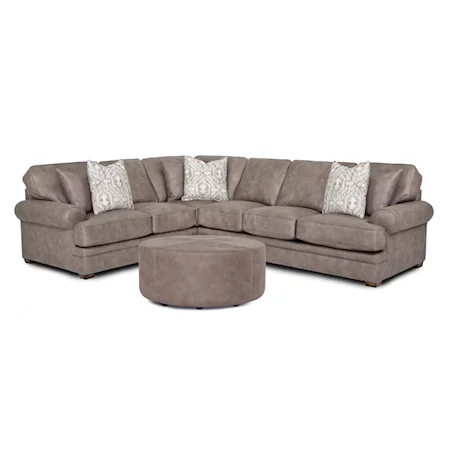 Casual Sectional Sofa & Ottoman Set