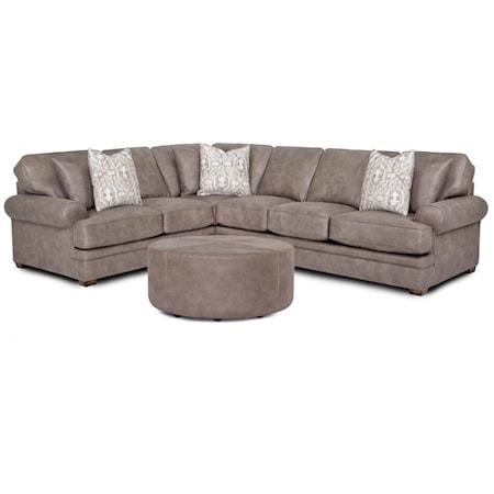 Casual Sectional Sofa & Ottoman Set