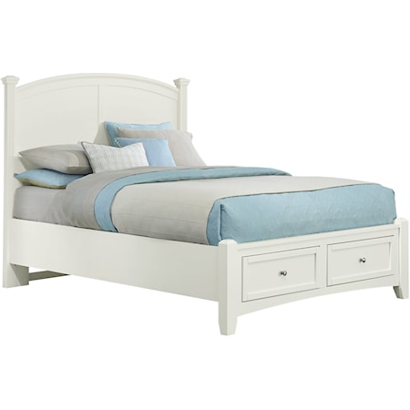 Transitional Queen Poster Bed with Storage Footboard