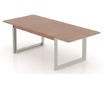 Canadel Modern Metal Double-Pedestal Table w/Solid Wood Top