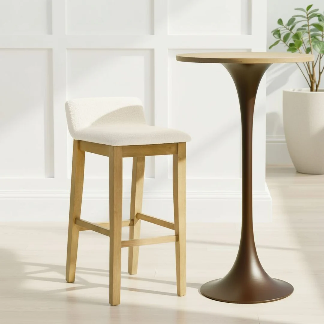 Armen Living Annikah Upholstered Low-Back Fixed Barstool