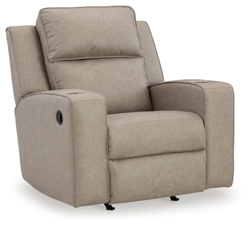 Faux Leather Rocker Recliner with Cup Holders