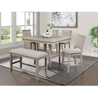 Transitional 6-Piece Counter Height Dining Set with Bench