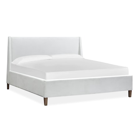 Queen White Upholstered Island Bed