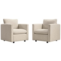 Activate Contemporary Beige Upholstered Armchair - Set of 2