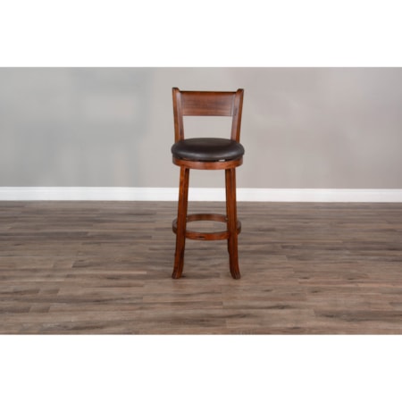 30&quot;H Swivel Barstool, Cushion Seat &amp; Back