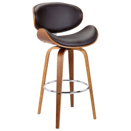 Mid-Century Modern Upholstered Swivel Counter Height Stool