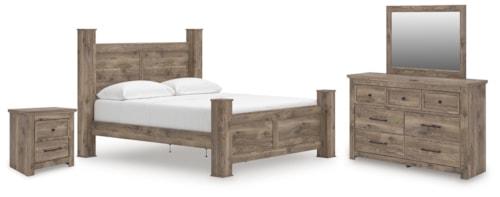 King Poster Bed, Dresser, Mirror And Nightstand