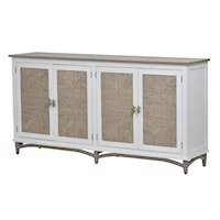 Port Royale Coastal 4-Door Credenza - Sea Drift/White