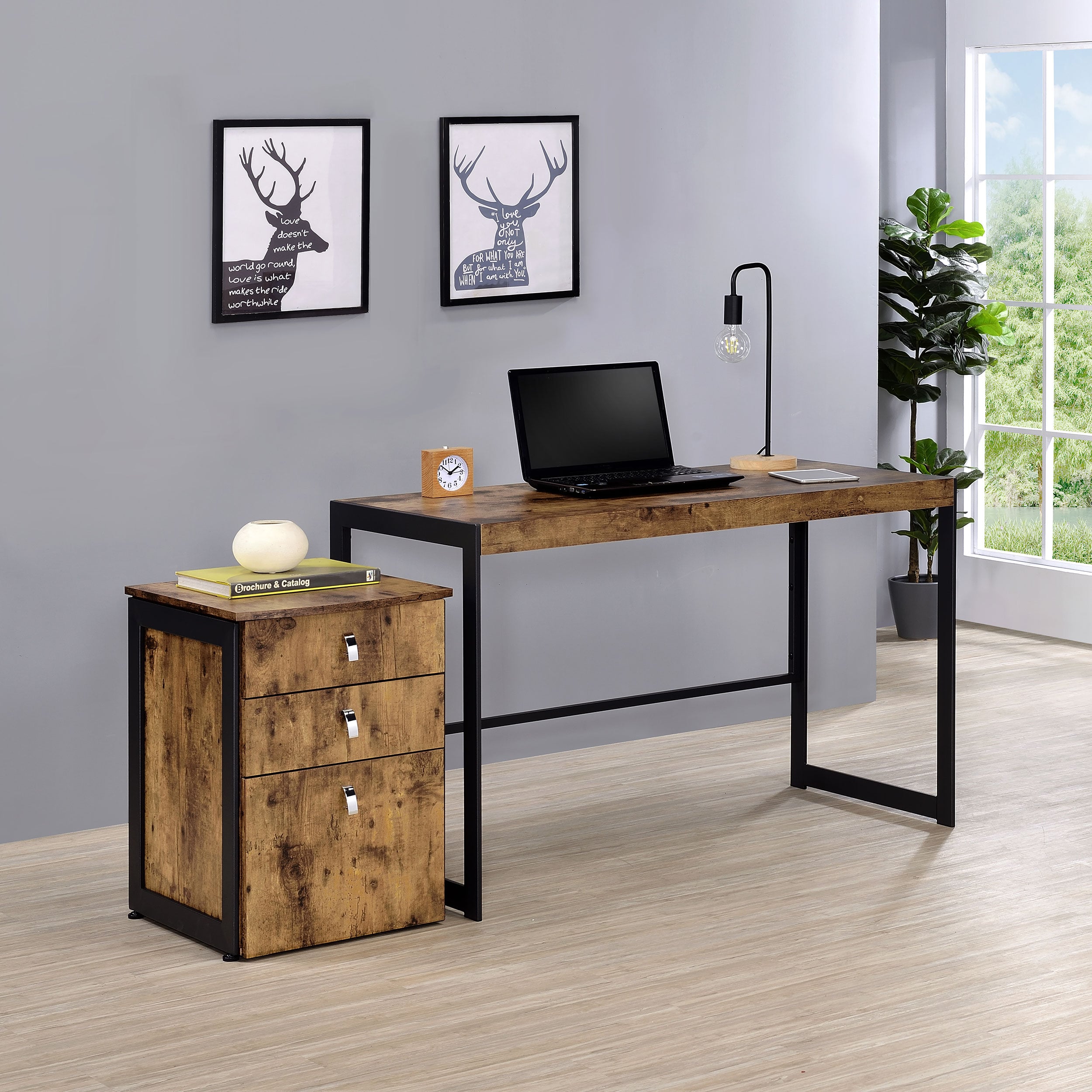 2-piece Office Desk File Cabinet Set