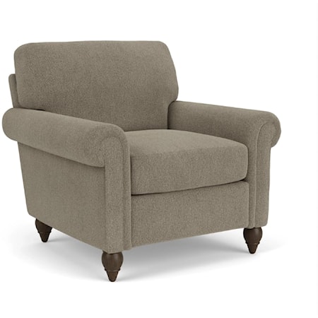 Transitional Accent Chair with Rolled Arms