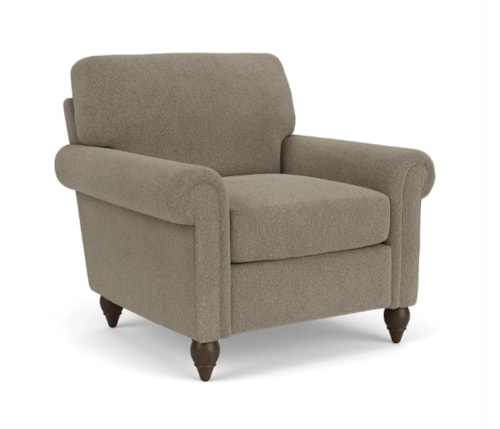 Transitional Accent Chair with Rolled Arms