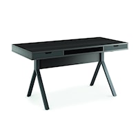 Contemporary 2-Drawer Desk with Open Middle Shelf