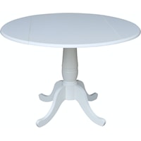 Round Dropleaf Pedestal Table in Pure White