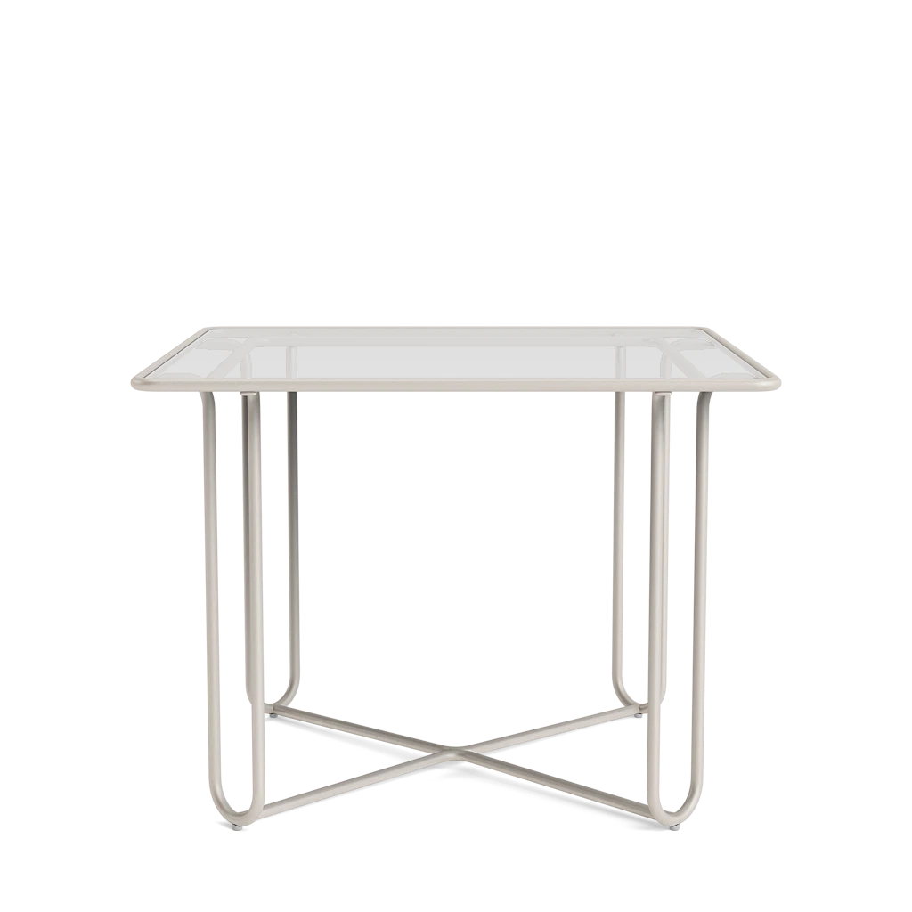 38" Square Aluminum Dining Table w/Glass Top