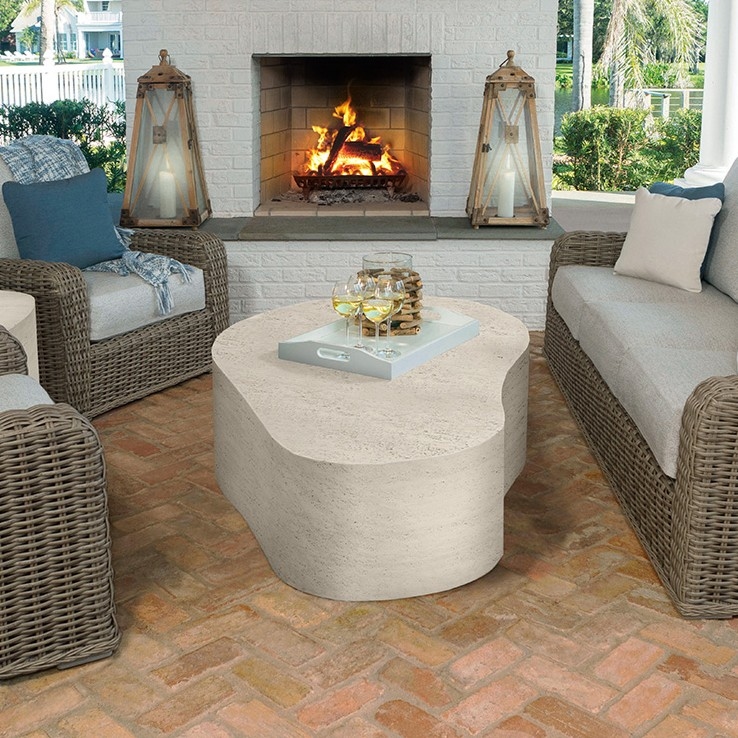 Ebel Tahoe 54" x 36" Modern Faux-Stone Coffee Table