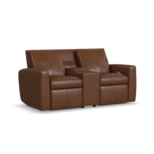 Casual Power Reclining Loveseat with Console