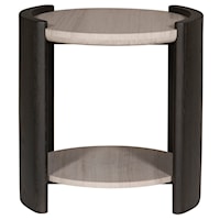Modern Round End Table with Stone Top