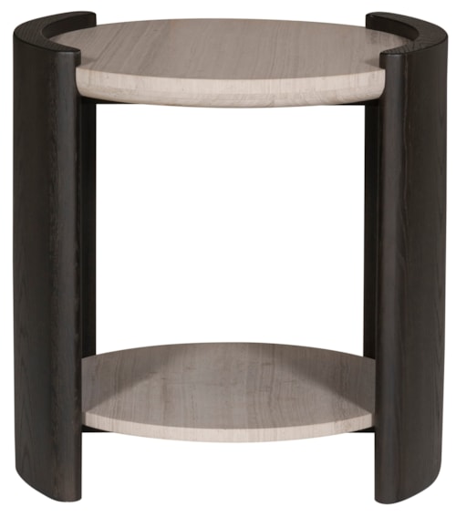 Modern Round End Table with Stone Top