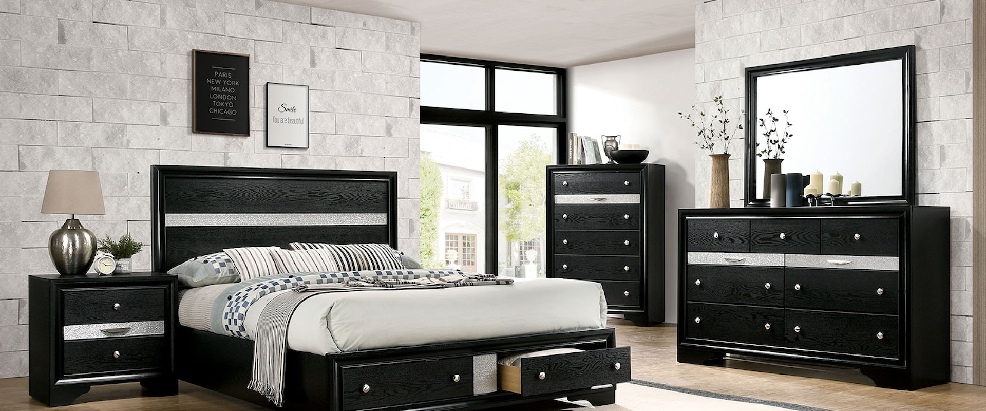 Contemporary 4 Piece Queen Bedroom Set