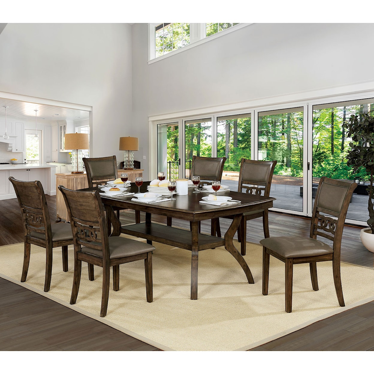 Furniture of America Holly 7 Pc. Dining Table Set