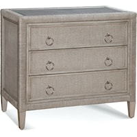 Transitional 3- Drawer Chest with Inset Glass Top