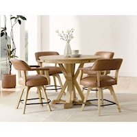 Transitional 6-Piece Counter Height Game Table Dining Set - Natural Finish