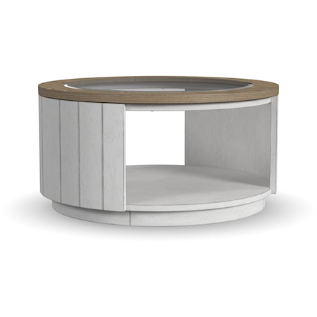 Transitional Round Coffee Table with Casters