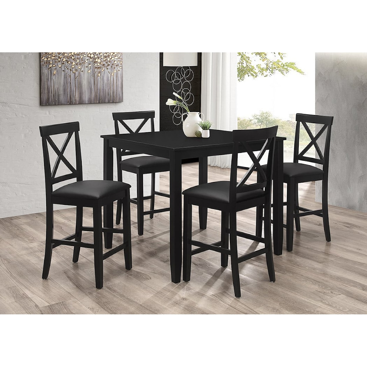 Milton Greens Stars Counter Height Dining SALEM BLACK 5 PIECE PUB SET |