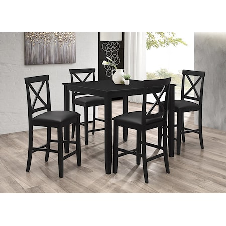 SALEM BLACK 5 PIECE PUB SET |