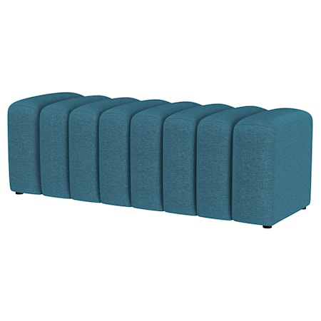 Summer Fabric Tufted Accent Bench Peacock