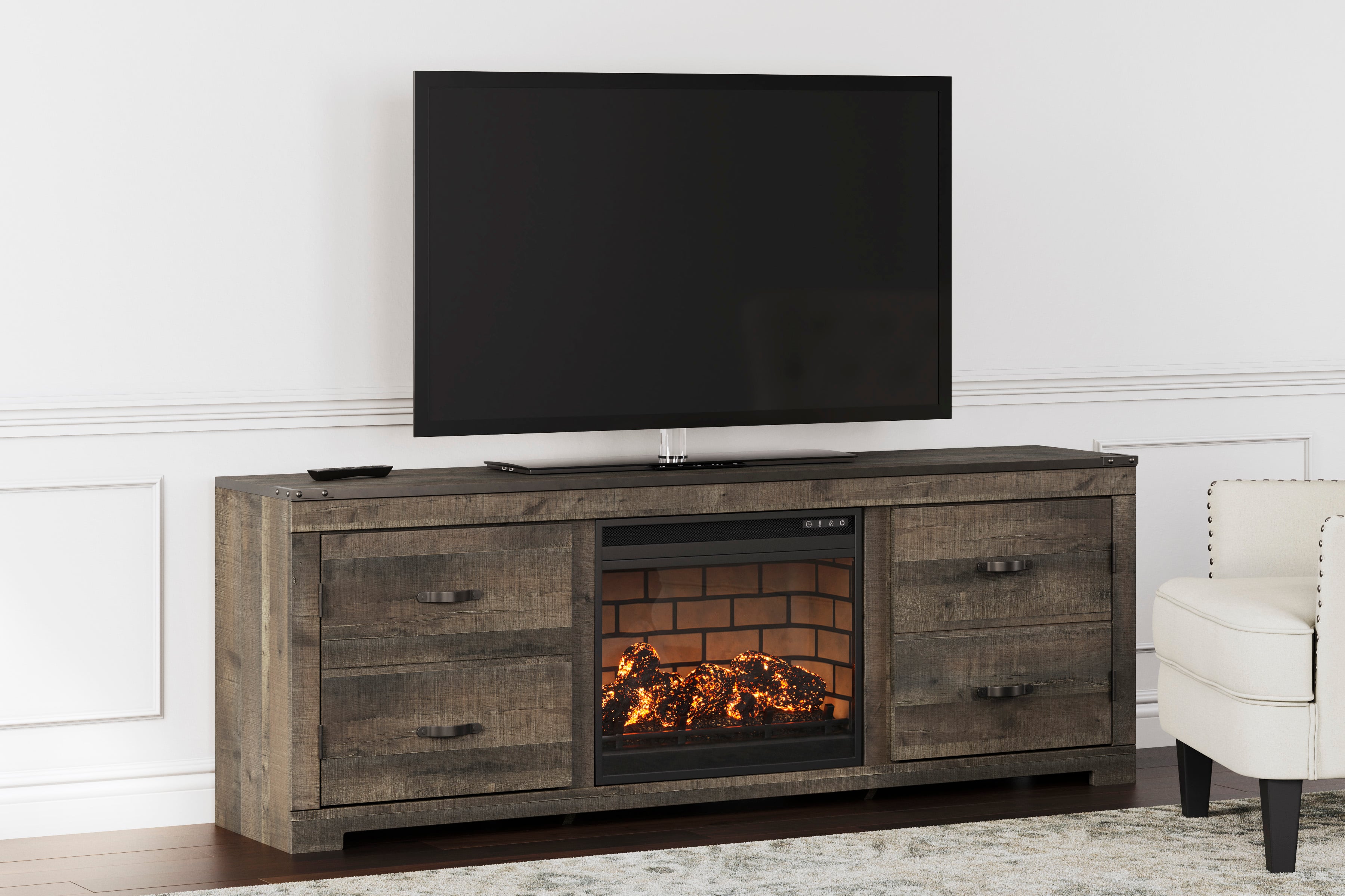 Signature Design by Ashley Trinell W446W16 Trinell Rustic 72" TV Stand