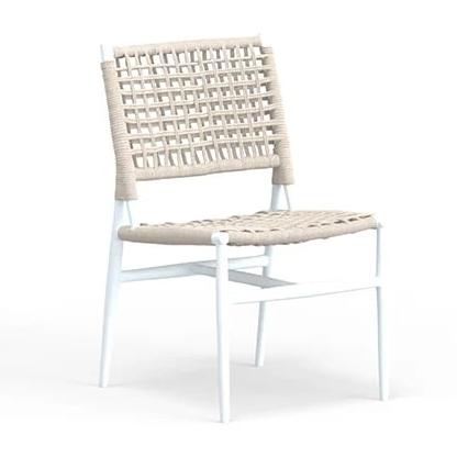 Coastal Contemporary Dining Side Chair with Woven Back & Seat