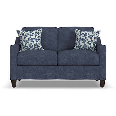 Transitional Loveseat with Sloped Track Arms