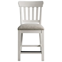 Cottage Counter Height Stool with Upholstered Seat and Slat Back