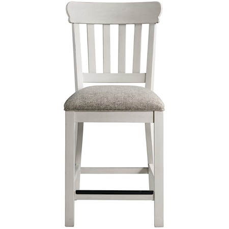 Cottage Counter Height Stool with Upholstered Seat and Slat Back