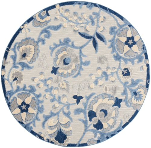 4'  Blue/Grey Round Rug