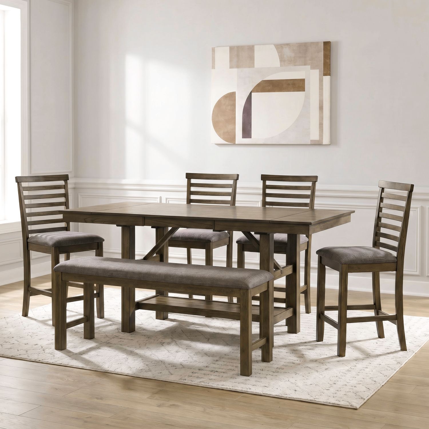 6-pc. Gathering Trestle Table Set w/Bench