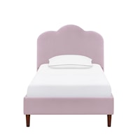 Transitional Arched Upholstered Twin Platform Bed in Blush Rose Velvet