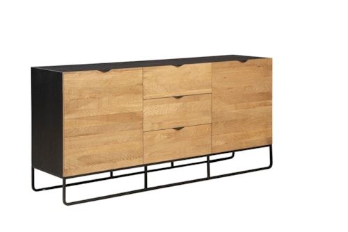 Contemporary 3-Drawer Sideboard with Leather Pulls