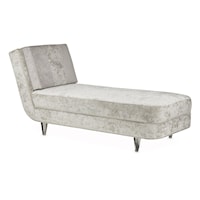 Transitional Upholstered Chaise with Velvet Backrest