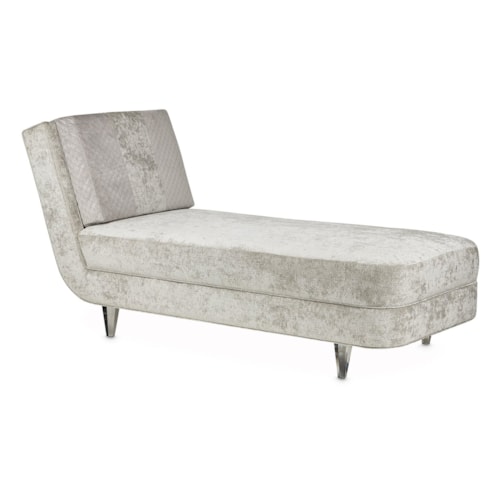 Glam Upholstered Chaise with Velvet Backrest