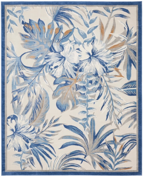 7'10" x 9'10" Ivory Blue Rectangle Rug