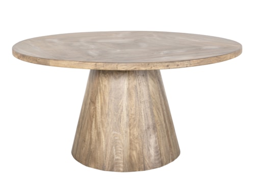 Modern Rustic Round Dining Table with Pedestal Base