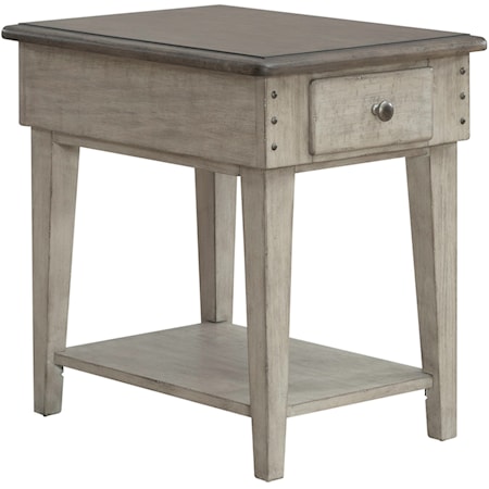Modern Farmhouse 1-Drawer Chairside Table with Lower Shelf