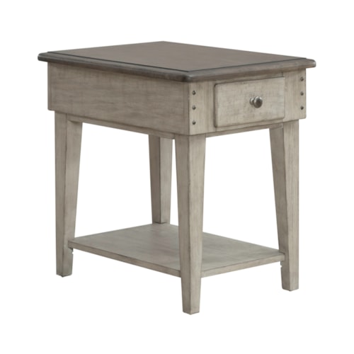 Modern Farmhouse 1-Drawer Chairside Table with Lower Shelf