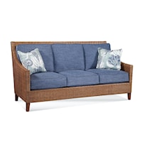 Tropical 3-Seat Rattan Sofa with Wood Legs