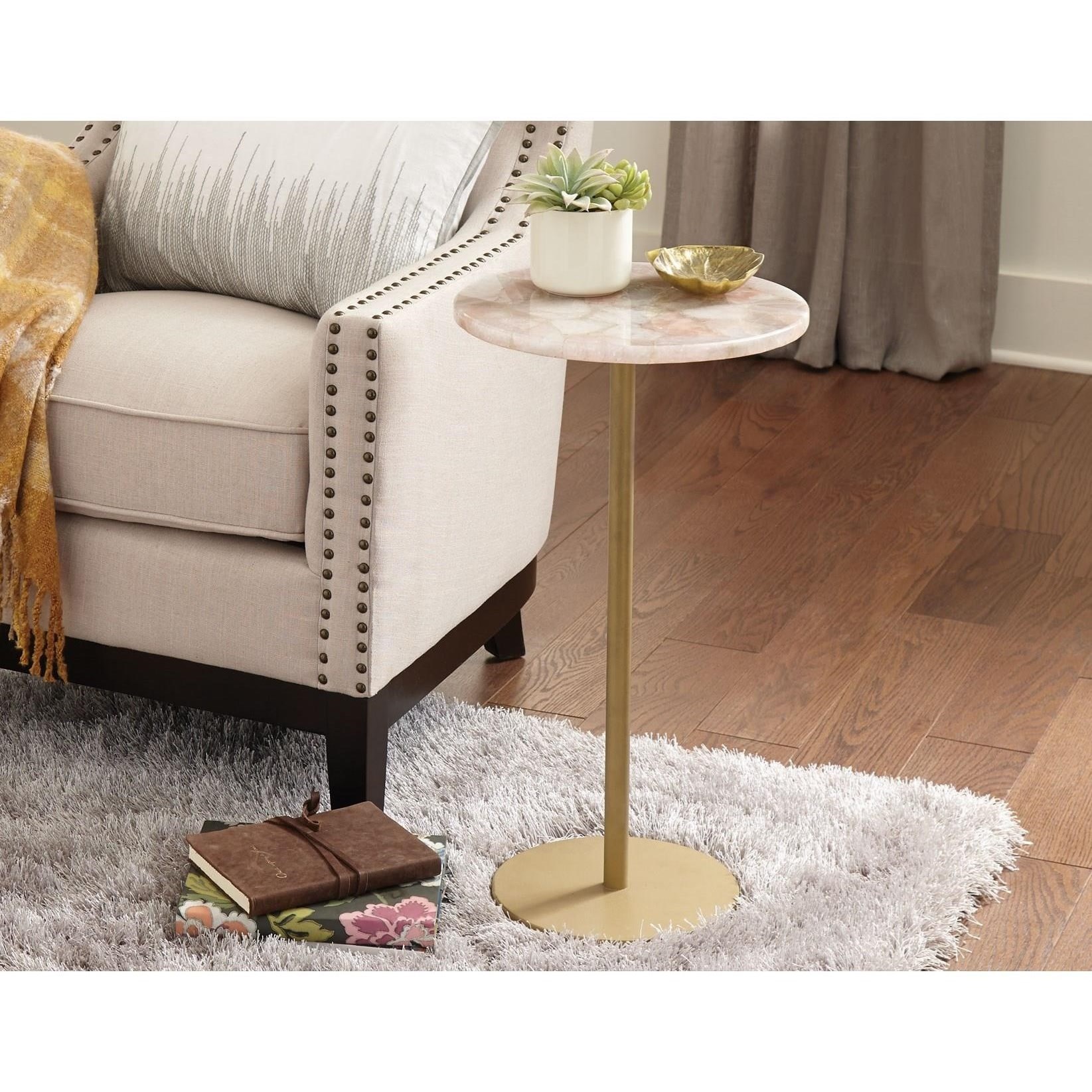 Rose Quartz Top Chairside End Table