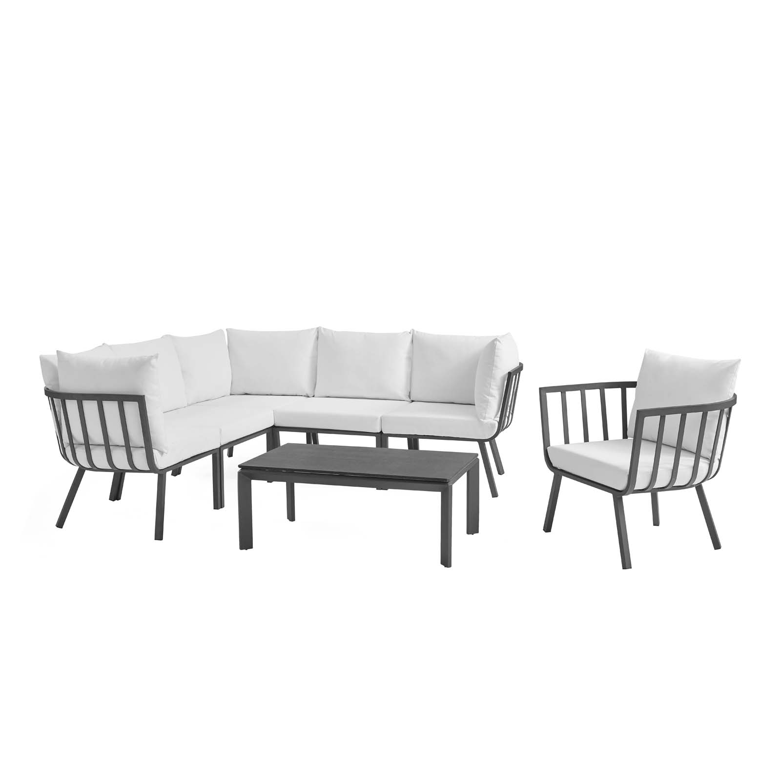 Modway Riverside EEI3790SLAWHI Riverside Coastal 7Piece Outdoor