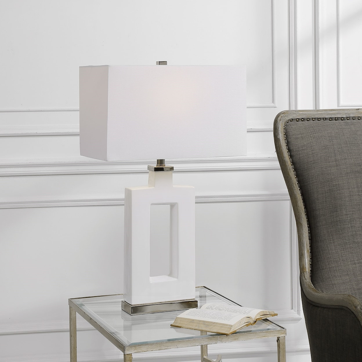 Uttermost Table Lamps Entry Modern White Table Lamp